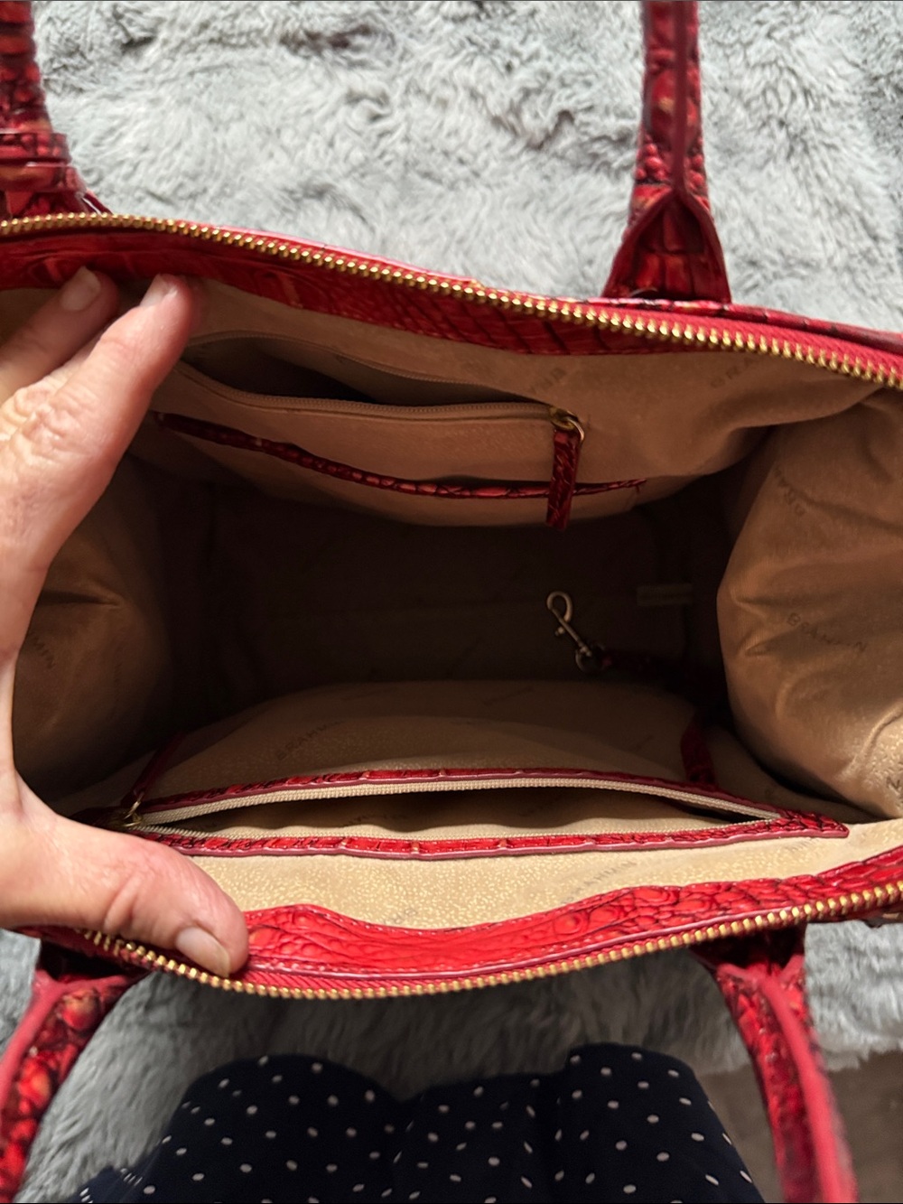 Brahmin Red Croc-Embossed Satchel with Gold Accents limited run Melbourne - Picture 6 of 6